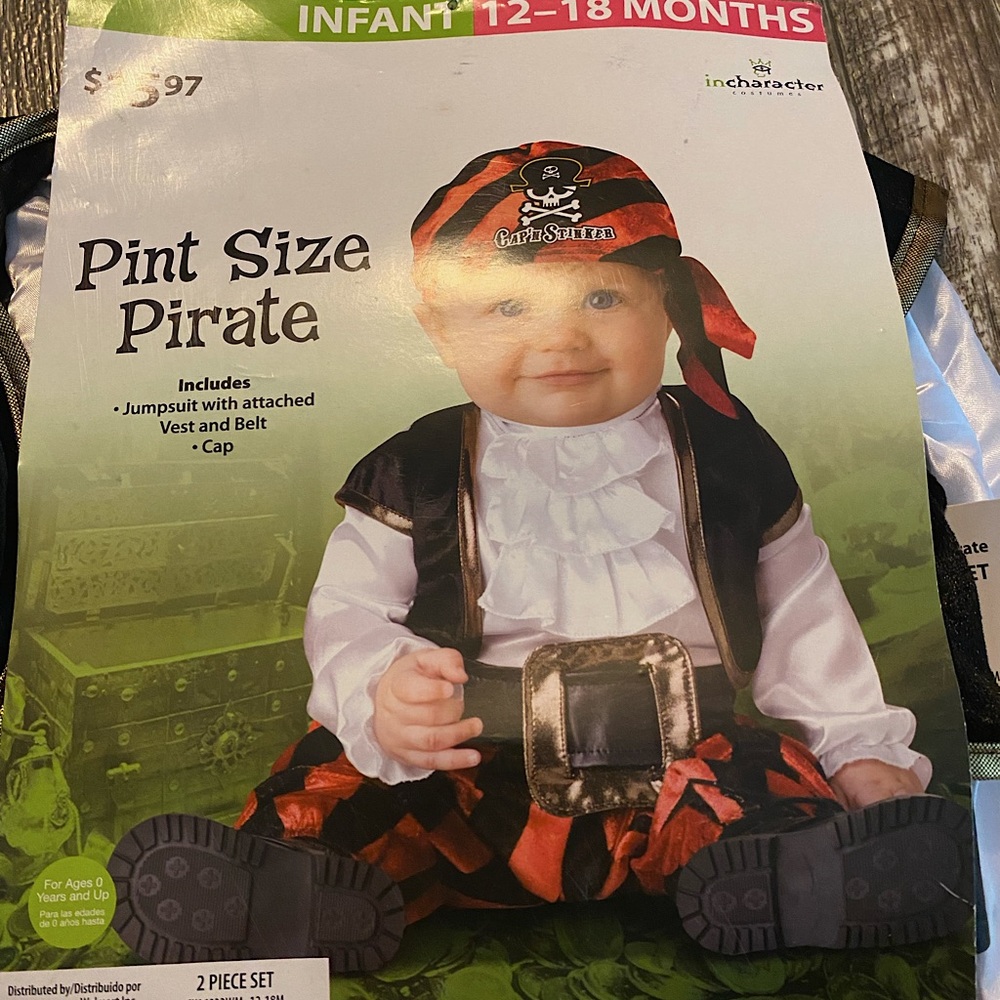 Toddler Pirate Costume - New In Package -Size 12-18 months